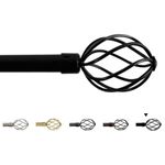 H.Versailtex Window Treatment Single Curtain Rods Set, Twisted Cage Finials, Length from 66 to 120 - Inch, 3/4 - Inch Diameter, Matte Black