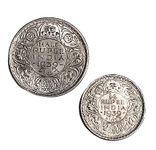 Aranyak Hobby™ India British 1939 King George VI Set of 2 UNC Silver Coins for Collection