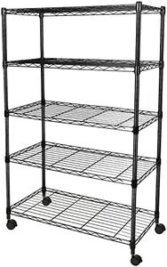 Simple Deluxe 5-Shelf Shelving Unit - Heavy Duty Storage Shelving, Metal Wire Shelving, Storage Organizer Standing Rack for Kitchen, Office and Garage, 30'' x 14" x 63", Black