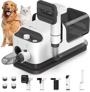 Amicura P1 Aspirateur Tondeuse Chien Professionnel 2-en-1, 15000Pa Aspiration Puissante 8 Modes Réglables, Kit de Toilettage Chien avec 5 Têtes & 4 Peignes, Bac à Poussière 1.8 L avec Filtre HEPA