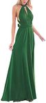 Womens Bridesmaid Elegant Convertible Transformer Infinity Multi Way Wrap Solid Color Cocktail Dress Off Shoulder V Neck Bandage Long Maxi Dress M Dark Green 10