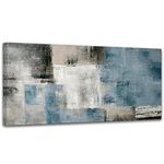 Abstract Wall Art Blue Wall Painting for Living Room Canvas Large Wall Art Pictures Vintage Wall Decor for Home Decoration 75 x 150cm