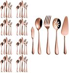 Flatware Set Modern Royal 45-Pieces rose gold Stainless Steel Flatware for Wedding Festival Christmas Party, Service for 8