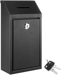 Yaocom Metal Donation Box Collection Box Safe Suggestion Box with Lock Wall Mounted Mailbox Delivery Ballot Box Key Box for Home Office Outdoor Door(Black,10.24 x 5.71 x 2.95 Inch)