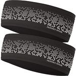 The Friendly Swede Ear Warmer Headband for Women and Men - 2-Pack, Sports Headband for Outdoors, Running, Cycling, Hiking - Ideal as Liner Under Helmets (Straight - Reflective)