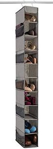 ZOBER Hanging Shoe Organizer, 10-Shelf Shoe Organizer for Closet, Hanging Shoe Rack Shoe Holder, Closet Shoe Storage (Grey, 1 Pack)
