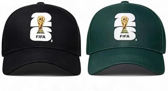 Official FIFA World Cup 2026 Hat, Adjustable Breathable Baseball Caps, Cotton Baseball Caps for Men Women,Soccer Fan Hats (Black+Green)