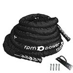 RPM Power Battle Rope - Powerful Cardio & Strength Building Fitness Rope for Full-Body Training & Weight Loss - Includes Steel Anchor Point (9m / 38mm Diameter)