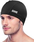 Aegend Fabric Swim Cap, Silicone Waterproof Layer - Breathable Cloth Swimming Cap, Keep Hair Dry with Hight Elasticity for Women Men Youth Kids, 2 Sizes to Choose (Black, Large)