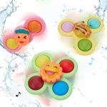 Amazon Brand - Jam & Honey 2 in 1 Fidget Spinner | Suction Spinner Toy for Baby | Popit Toy | Great Birthday Gift | Toys for Kids | Return Gift for Kids | Pop Design (3 Pcs)