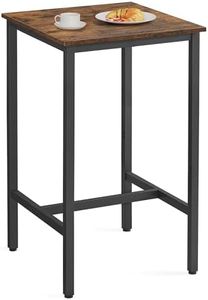 VASAGLE Bar Table, Small Kitchen Dining Table, High Top Pub Table, Height Cocktail Table for Living Room Party, Sturdy Metal Frame, 23.6 x 23.6 x 41.7 Inches for Narrow Spaces, Rustic Brown and Black