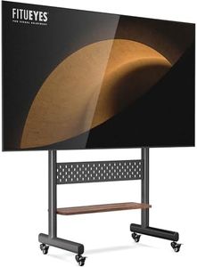 FITUEYES Rolling Movable Base, Suitable for 40-85 Inch Devices, Portable Base with Wheels Supporting up to 132lbs, Height-Adjustable Mobile Cart with Multifunctional Storage, Living Room and Bedroom