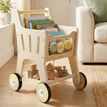 Pithfor Wooden Shopping Cart for Kids, 3 in 1 Wooden Baby Push Walker, Baby Doll Stroller, Toy Shopping Cart for Toddlers 1-3