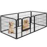 Yaheetech Dog Playpen, 6 Panel Puppy Play Pen Heavy Duty Pet Exercise Fence for Garden/Yard 60cm Height