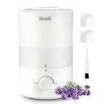 Levoit Humidifiers for Bedroom Large Room, 3L Cool Mist Top Fill Oil Diffuser for Baby Nursery and Plants, 360 Degree Nozzle, Quiet Rapid Ultrasonic Humidification for Home Whole House, White