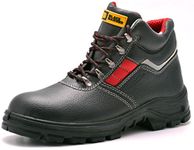 Black Hammer Mens Safety Boots Leather S3 SRC Black Steel Toe Cap Work Shoes Ankle 5993 (10 UK)