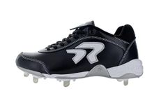 Ringor Dynasty II Spike | Women’s Softball Cleats | Durable All-Leather Softball Cleats for Women |, Black/White, 6.5 UK