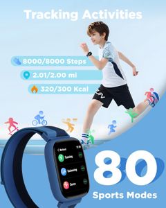 BIGGERFIVE Kids Smart Fitness Watch – 1.8" Waterproof, Heart Rate, Nylon