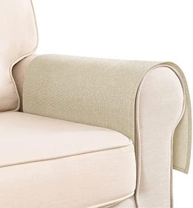 Hokibero Champagne Armchair Cover for Arms Sofa Arm Protector Covers Armrest Slipcover for Recliner Chair Linen Armrest Cover for Living Room Couch Sofa Arm Covers, Set of 2, Flat Edge