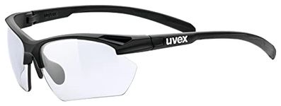 uvex Sportstyle 802 V Small - Sports Sunglasses for Men and Women - Self-Tinting Lenses - Anti-Fog Technology - Black Matt/Smoke - One Size