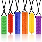 Tuxepoc Sensory Chewing Necklace 6 Pack,for Kids with,ADHD,Autism,Biting Needs,Oral Motor Chewy Tool,Silicone chewlery Necklace(Color Mixing 2)