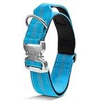 Black Rhino - Tactical Dog Collar Ultra-Soft Neoprene Padded Dog Collars for Medium, Large, XL Dogs | Heavy Duty Metal Buckle | Padded Handle for Dog Training (Large, Sport Blue)