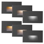 TUMUPSM Step Lights Indoor Outdoor Stair Lights, LED 120V Dimmable 3000K/4000K/5000K 3 Color Changing Deck Step Lights, IP66 Waterproof Lights for Steps, Horizontal Black 4W, 6-Pack