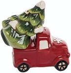 Transpac Christmas Truck and Tree Salt & Pepper Set - Red Christmas Farm Truck Decor