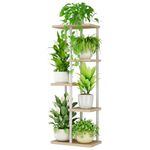 Bamworld Plant Stand Indoor 5 Tier Metal Plant Shelf White Plant Holder Large Plant Rack for Mutiple Plants Pots for Patio Garden Corner Balcony Living Room