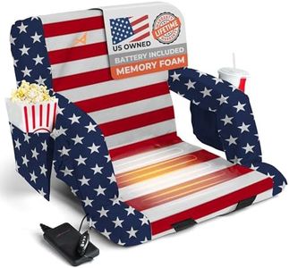 Heated Stadium Seats for Bleachers with Back Support – USB Battery Included - Upgraded 3 Levels of Heat - Foldable Chair - 4 Pockets for Snacks, Cup Holder - for Camping, Games & Sports (USA Flag)