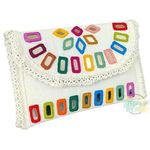 FROWWY Handmade Embroidery Mirror Cloth Sling Bag Clutch - Handicrafts Women Pocket Purse - Stylish Cotton Clutches with Original Mirror Beads & Thread Work