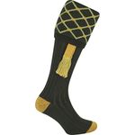 JACK PYKE Diamond Shooting Socks with Garters, Green/Gold, 8 to 11 UK