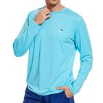 Men’s UPF 50+ Lightweight Long Sleeve Casual T-Shirt Quick Dry UV Sun Protection for Outdoor Beach Hiking Fishing Exercise, Sky Blue, X-Large