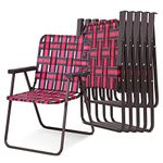 COSTWAY 6 PCS Folding Chair, Lightweight Beach Camping Chairs with Armrest, Fold up Picnic Deck Armchair Seat for Outdoor Garden Patio, Support 120kg (Red)