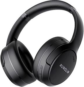 RUNOLIM Auriculares híbridos con cancelación Activa del Ruido, Auriculares inalambricos Bluetooth con micrófono, 65 Horas de autonomía, Plegables, Graves Profundos, Auriculares Bluetooth