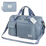 Travel Duffel Bag, Foldable Gym Bag Overnight Weekend Bags for Women, Lightweight Hospital Bag with Wet and Dry Separation Bag, Large Holdall Bag Cabin Bag for Sports and Travel - Blue