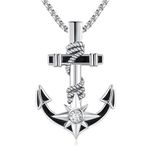 TwoAnts Anchor Necklace 925 Sterling Silver North Sea Surfer Pendant Necklace Hope Maritime Jewellery Gifts for Men Women