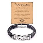 Kamwish Grandson Bracelet Gifts from Grandma, Inspirational Wristband Birthday Christmas Gifts for Grandson (black)