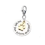 Sexy Sparkles Loss of Pet Memorial Charm Dog Cat You left paw prints on my heart Clip on lobster clasp charm, Zinc Metal Alloy & Alloy