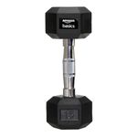 amazon basics Rubber Encased Hex Dumbbell Weight Set Of 1, 15 Kg,Black