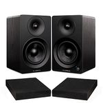 Fluance Ai41 Black Ash Powered 2.0 Stereo Bookshelf Speakers with 5" Drivers, 90W Amplifier for Turntable, TV, PC and Bluetooth 5 and High Density Acoustic Foam Isolation Pads 8.5" x 6.35"