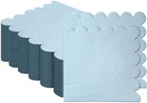 100 Pieces 2-Ply Light Blue Scalloped Napkins Folded 5 x 5 inch Disposable Cocktail Napkins Paper Napkins for Dinner Wedding Birthday Party Baby Blue Beverage Napkins