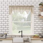 No. 918 Alison-Tr Floral Lace Sheer Rod Pocket Kitchen Curtain Valance, 58" x 14", Stone