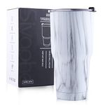 Sivaphe 30 OZ Insulated Tumbler Stainless Steel with Lid, Travel Coffee Cup Double Wall Vacuum Drinking Glasses for Camping Hiking (Marble 850ML)