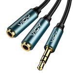 VIOY Headphone Splitter, Double 3.5mm Headphone Jack Audio Splitter Cable Male to Female Dual Earphone Splitter 2 way Headphone Extention for smartphones.