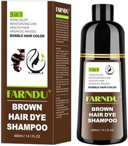 Farndu Brown Hair Dye Shampoo for Women Men, Gray Hair Coverage within 15 Mins, Natural Argan Oil 3 in 1 Hair Color Shampoo
