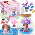 Kids Mermaid Terrarium Crafts Kit, Remote Control 13-in-1 LED Night Light Up Color, Mermaid Birthday Gifts Toys for Girls, DIY Mermaid Arts Toys Gifts for Girls Ages 4 5 6 7 8 9 10 11 12 Year Old