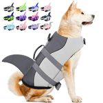 Dog Life Jacket, Large Dog Life Vest for Swimming Boating, Shark Life Jackets for Small Medium Large Dogs, Reflective Dog Lifesaver Life Preserver Swimsuit with Rescue Handle and High Buoyancy