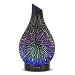 Essential Oil Diffuser Aroma Ultrasonic Diffuser, Night Light with Handmade Glass, BPA Free, 7 Color Changing Waterless Auto-Off Timer Setting 120 ML (Silver)