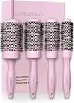 Lily England Round Brush Set for Women - Perfect for Voluminous Blowouts - Ceramic Ionic Technology - Pink Luxury Hair Brush Gift Sets for Women